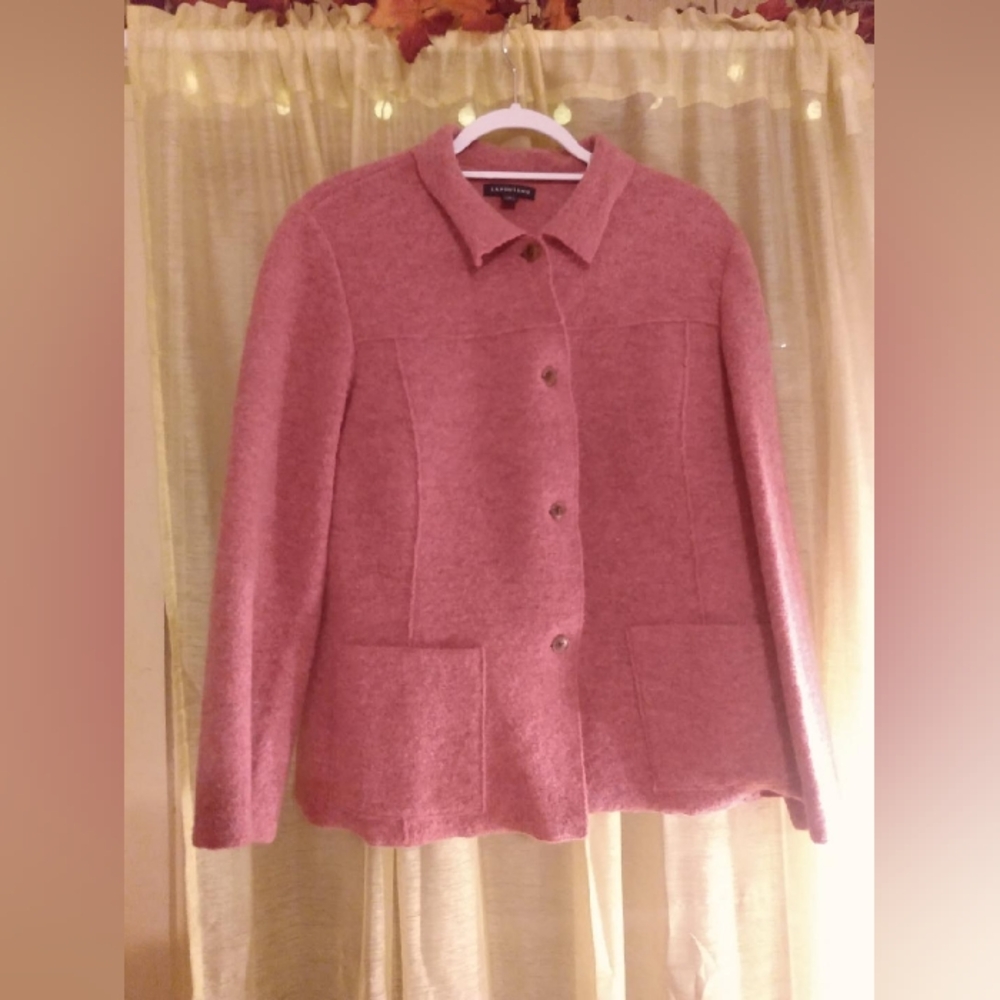 Lands' End Size 18 Pink Button Down Wool Jacket